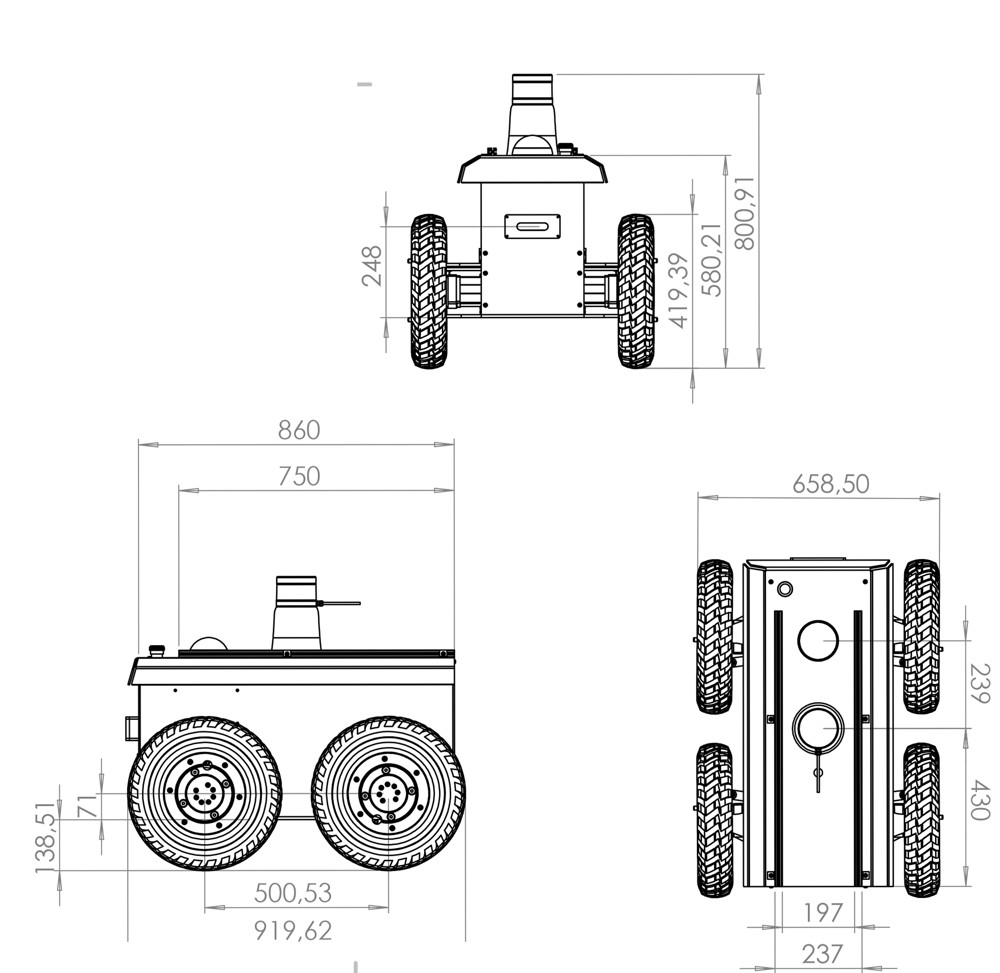 Technical drawings - RR100 mobile research robot